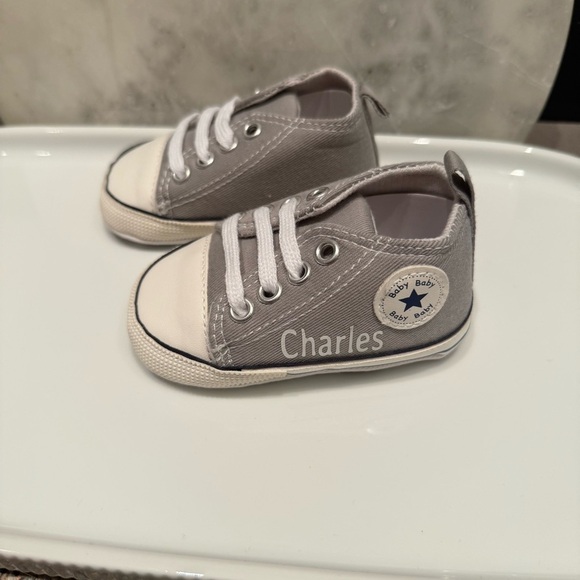 NWT- Our Baby Bakery Baby Gray High-Top Custom Sneakers  “CHARLES” - Picture 7 of 8
